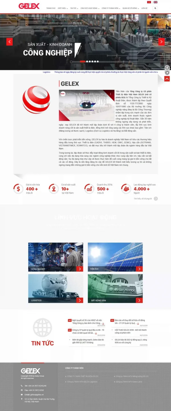 Mẫu giao diện website doanh nghiệp công ty cổ phần thiết bị điện Việt Nam