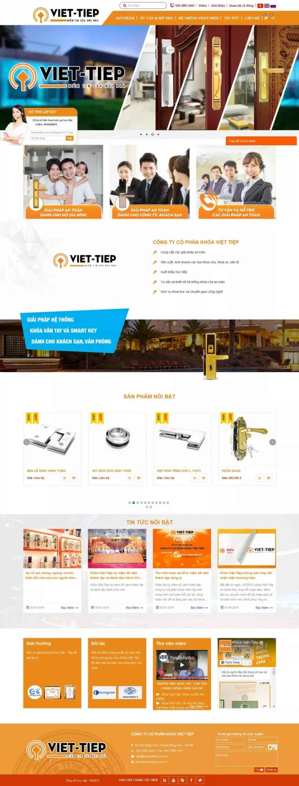 Mẫu giao diện website doanh nghiệp công ty dịch vụ khóa Việt Tiệp