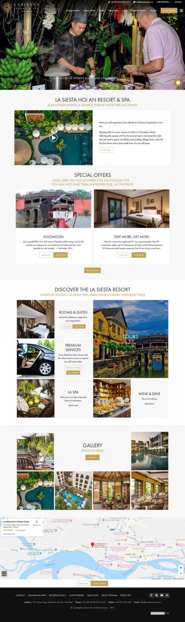 Mẫu giao diện website khách sạn La Siesta Hội An Resort & Spa