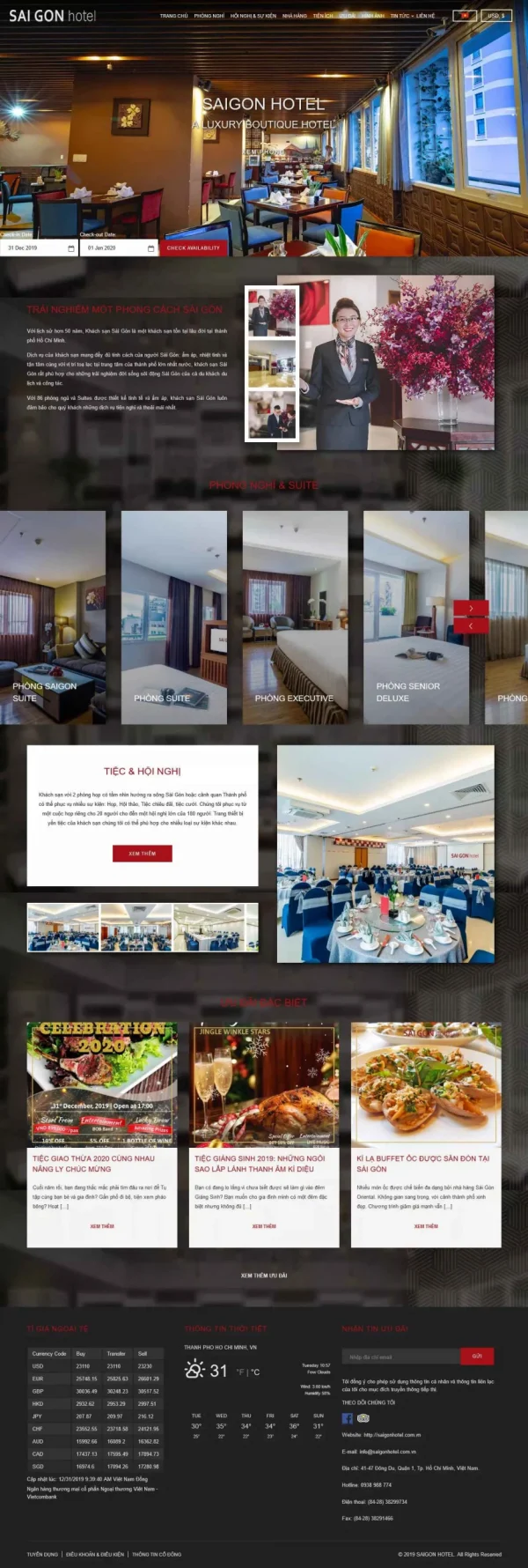 Mẫu giao diện website khách sạn Sài Gòn