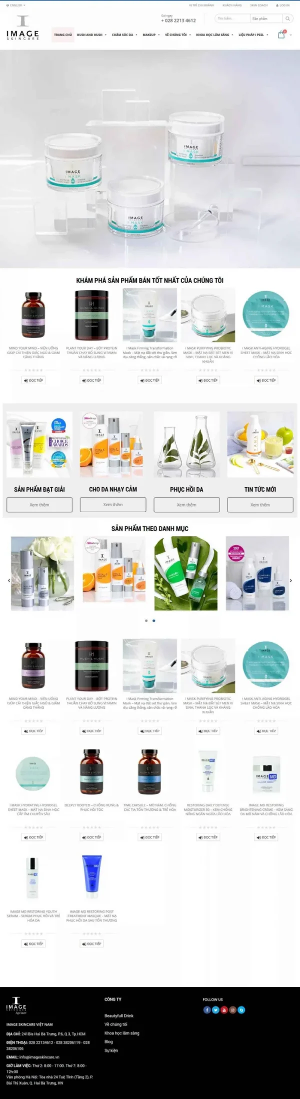 Mẫu giao diện website mỹ phẩm Image Skincare
