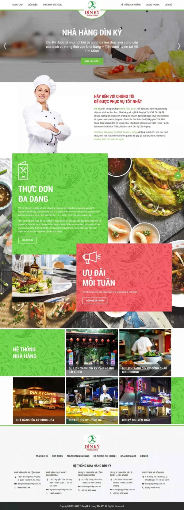 Mẫu giao diện website nhà hàng ẩm thực Dìn Ký