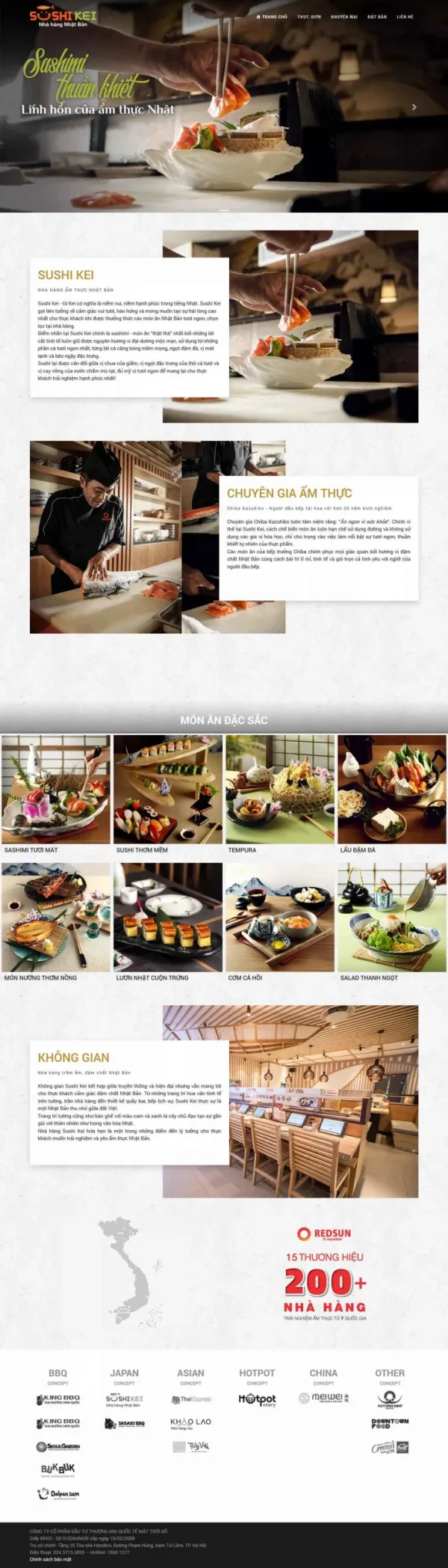Mẫu giao diện website nhà hàng ẩm thực Nhật Bản Sushi Kei