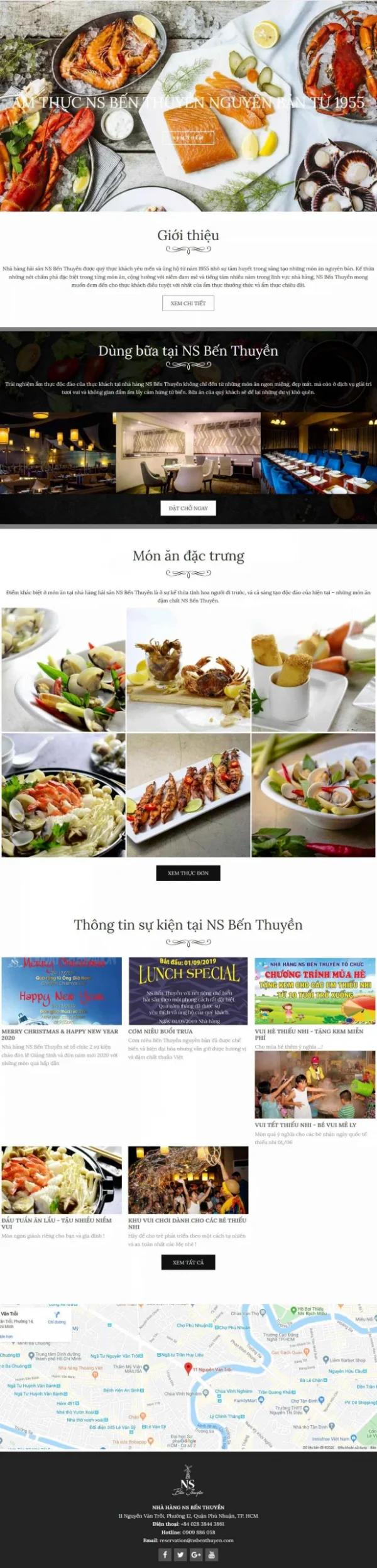 Mẫu giao diện website nhà hàng ẩm thực NS Bến Thuyền