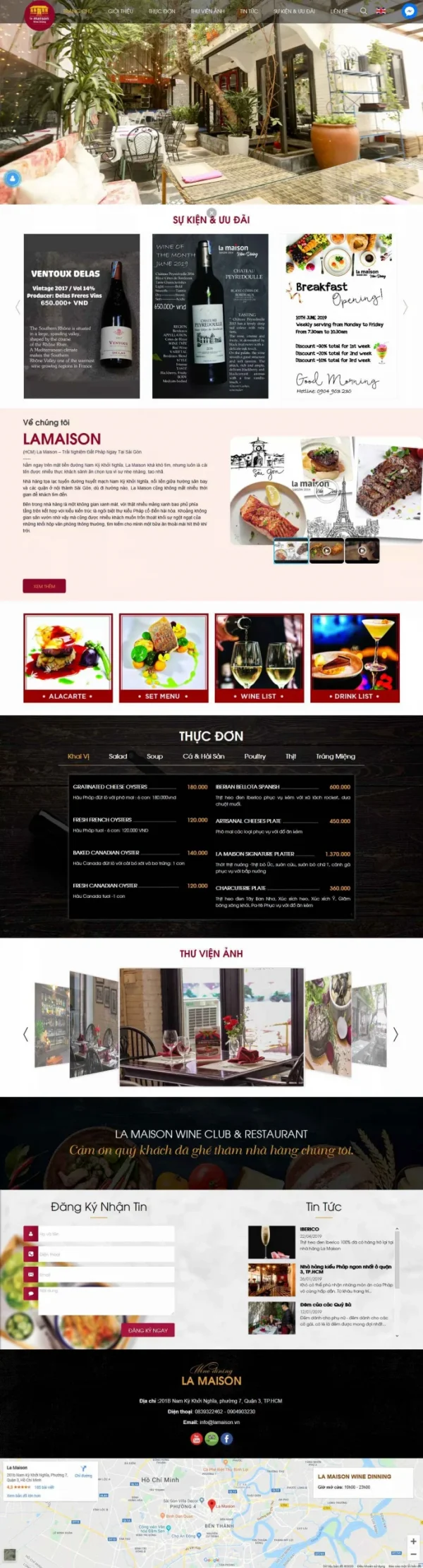 Mẫu giao diện website nhà hàng La Maison