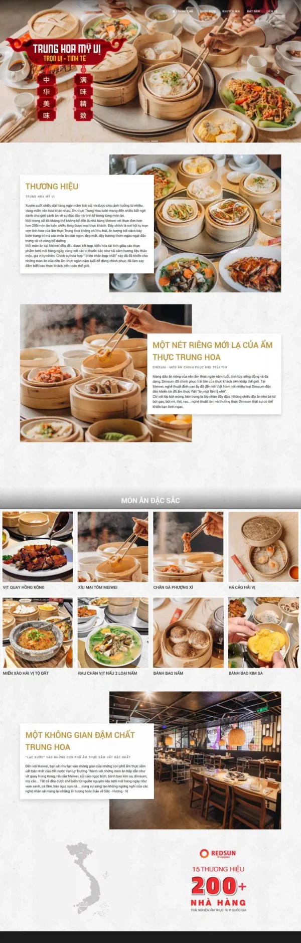 Mẫu giao diện website nhà hàng Trung Hoa mỹ vị