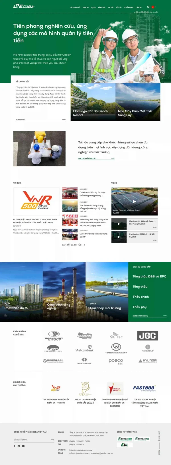 Mẫu giao diện website công ty cổ phần Ecoba
