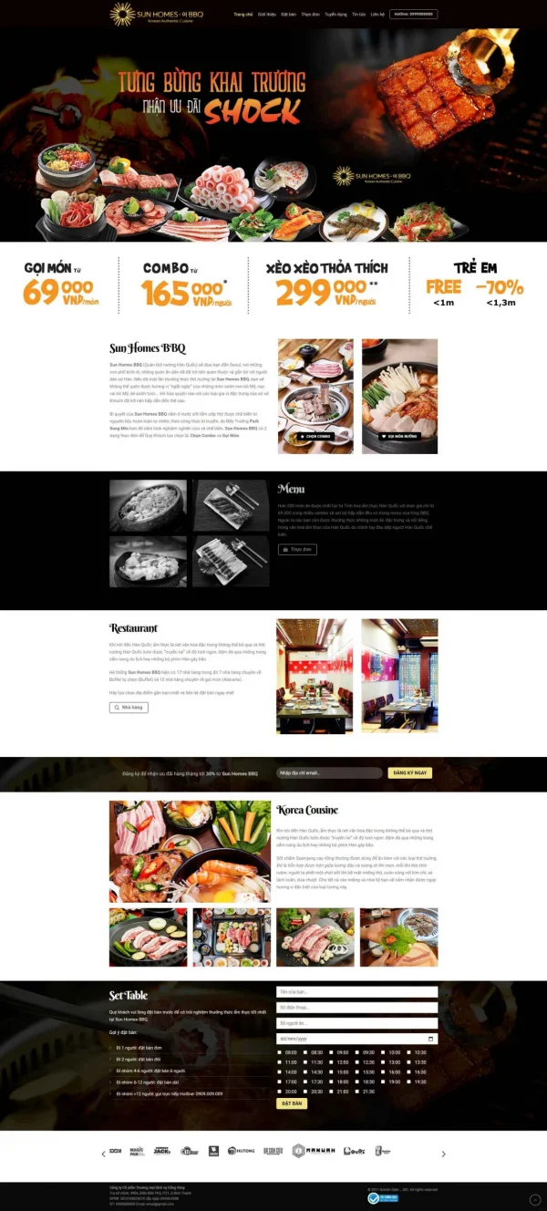 Mẫu Website nhà hàng BBQ