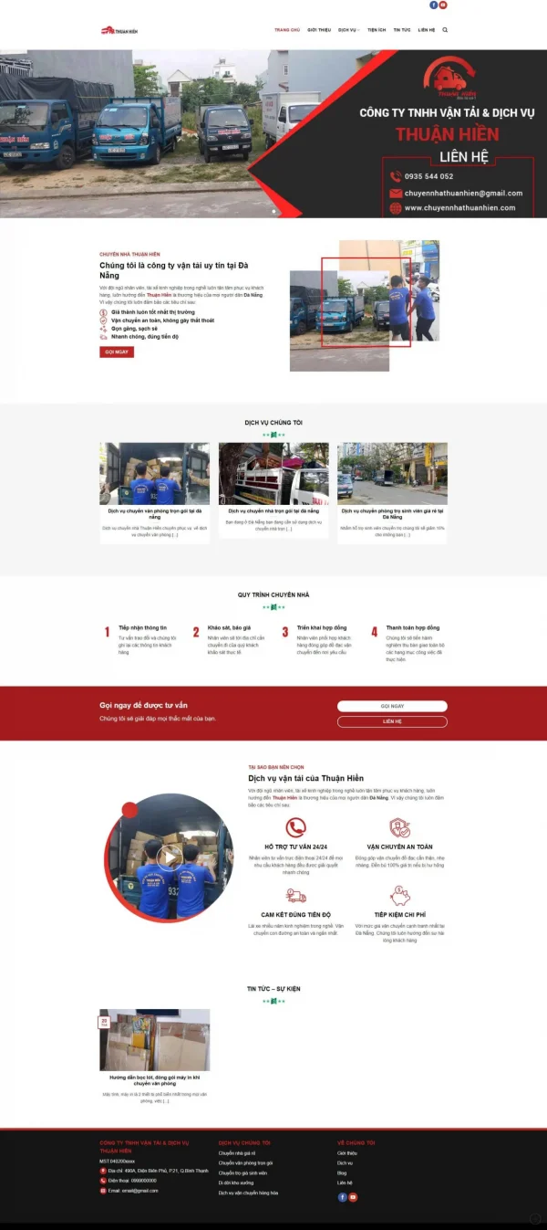 Mẫu Website vận chuyển nhà